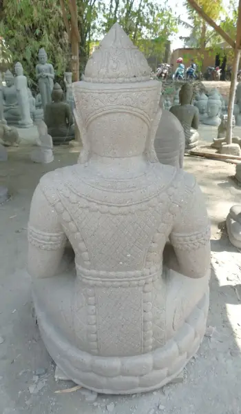Product image 7 of the product “Seated Buddha in Thai style made of Riverstone, Holds a vessel in his hands, H. 150cm. ”